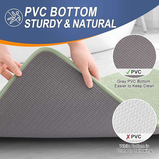 OLANLY Thick Memory Foam Bath Mat Rug 45x27, Extra Soft Absorbent Bathroom Rug, Quick Dry Bath Mats, Non-Slip, Machine Washable Carpet for Bathroom, Tub and Shower, Home Decor Accessories, Sage Green