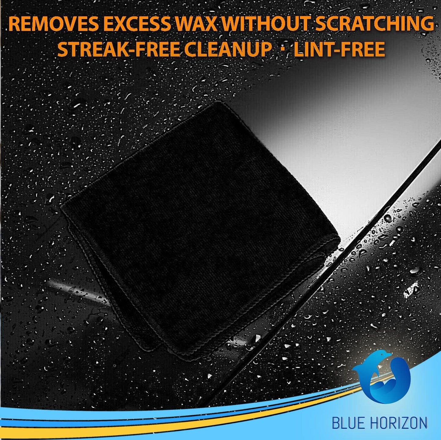 Blue Horizon Microfiber Cleaning Towels, 36-Pack Reusable Shop Towels, Ultra Soft Plush Wash-Cloths, Microfiber Detailing Cleaning Cloths for Car, Household and Commercial (Black, 16" x 16")