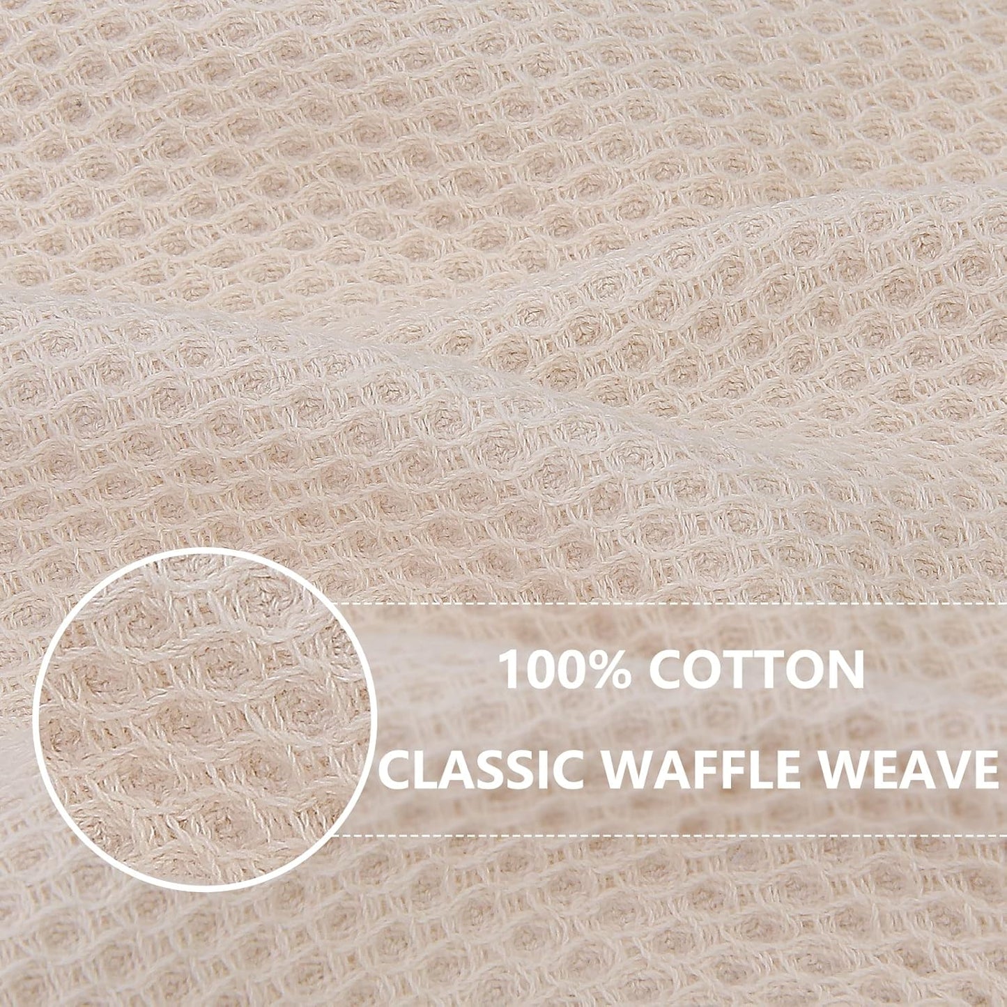 Homaxy 100% Cotton Oversized Waffle Weave Kitchen Dish Towels, Ultra Soft Absorbent Quick Drying Cleaning Towel, 20 x 28 Inches, 4-Pack, Beige