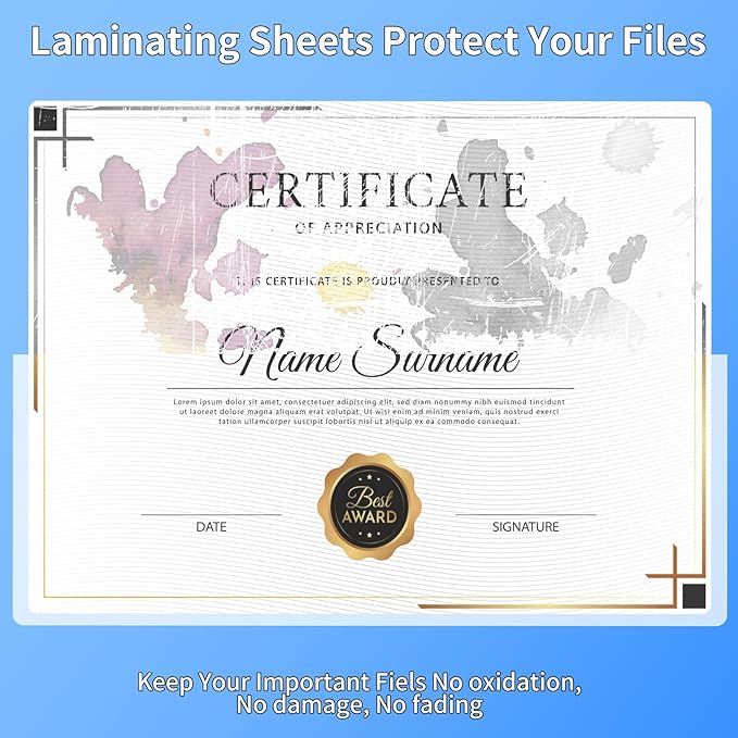 Thermal Laminating Sheets, 9” x 11.5” Laminating Sheets, 3 Mil Thickness Clear Laminating Pouches, Compatible Thermal Laminators, 500 Packs.