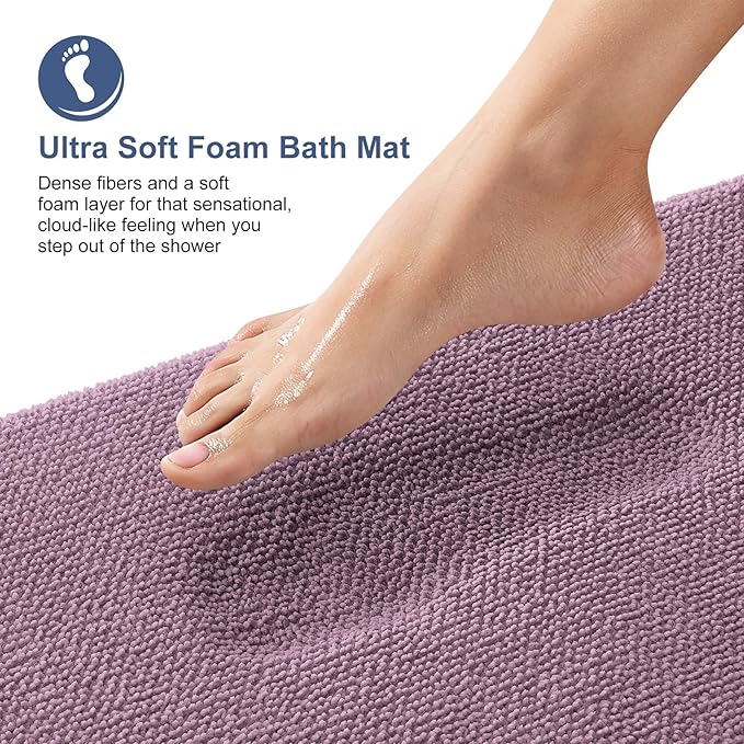 OLANLY Thick Memory Foam Bath Mat Rug 47x20, Extra Soft Absorbent Bathroom Rug, Quick Dry Bath Mats, Non-Slip, Machine Washable Carpet for Bathroom, Tub and Shower, Home Decor Accessories, Deep Plum