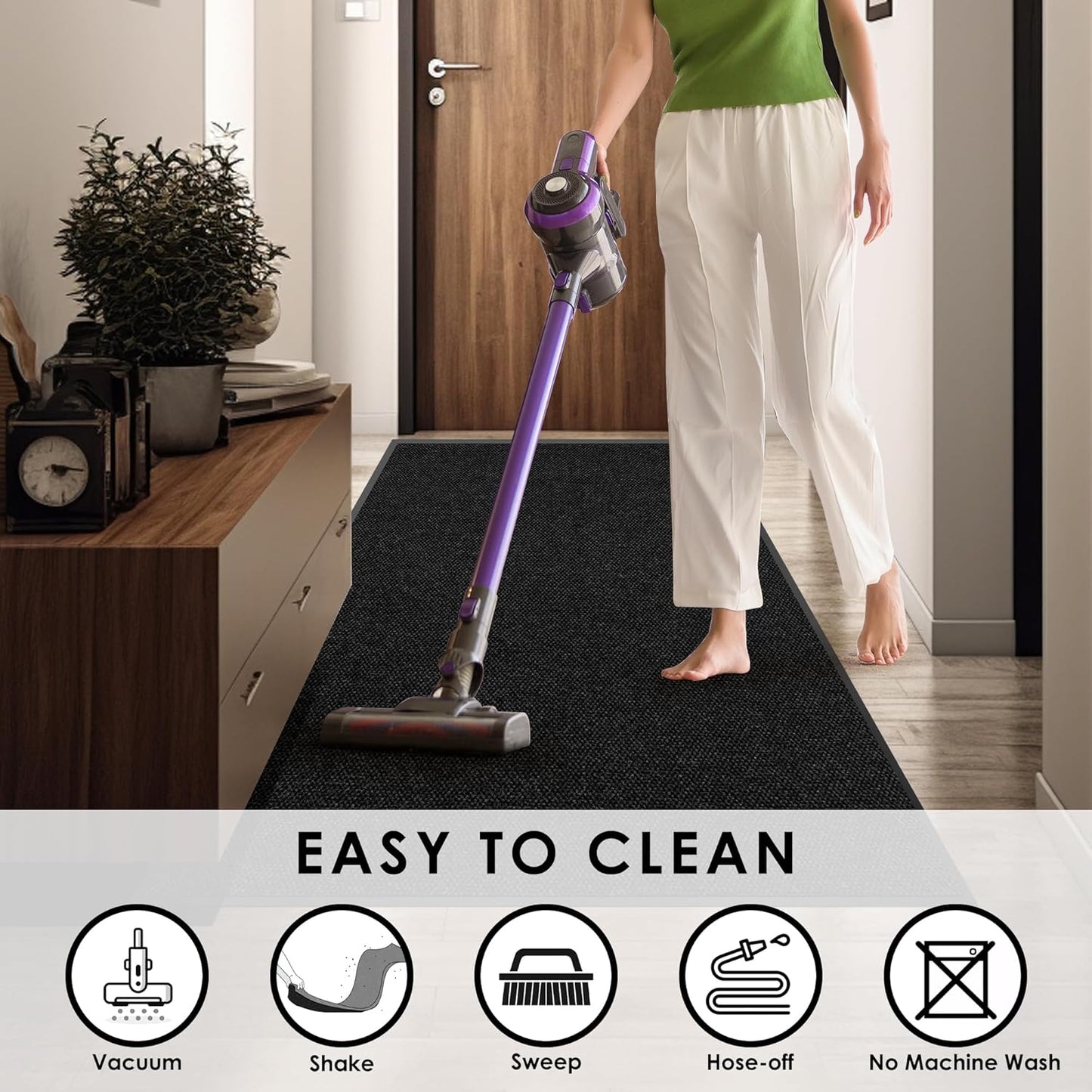 2′ x 32′ Front Door Mat Indoor Outdoor Entrance, Commercial Floor Mat Heavy Duty Dirt Trapper Entryway Doormat, Custom Size Non Slip Rubber Backing Welcome mat, Door Mat for High Traffic Area