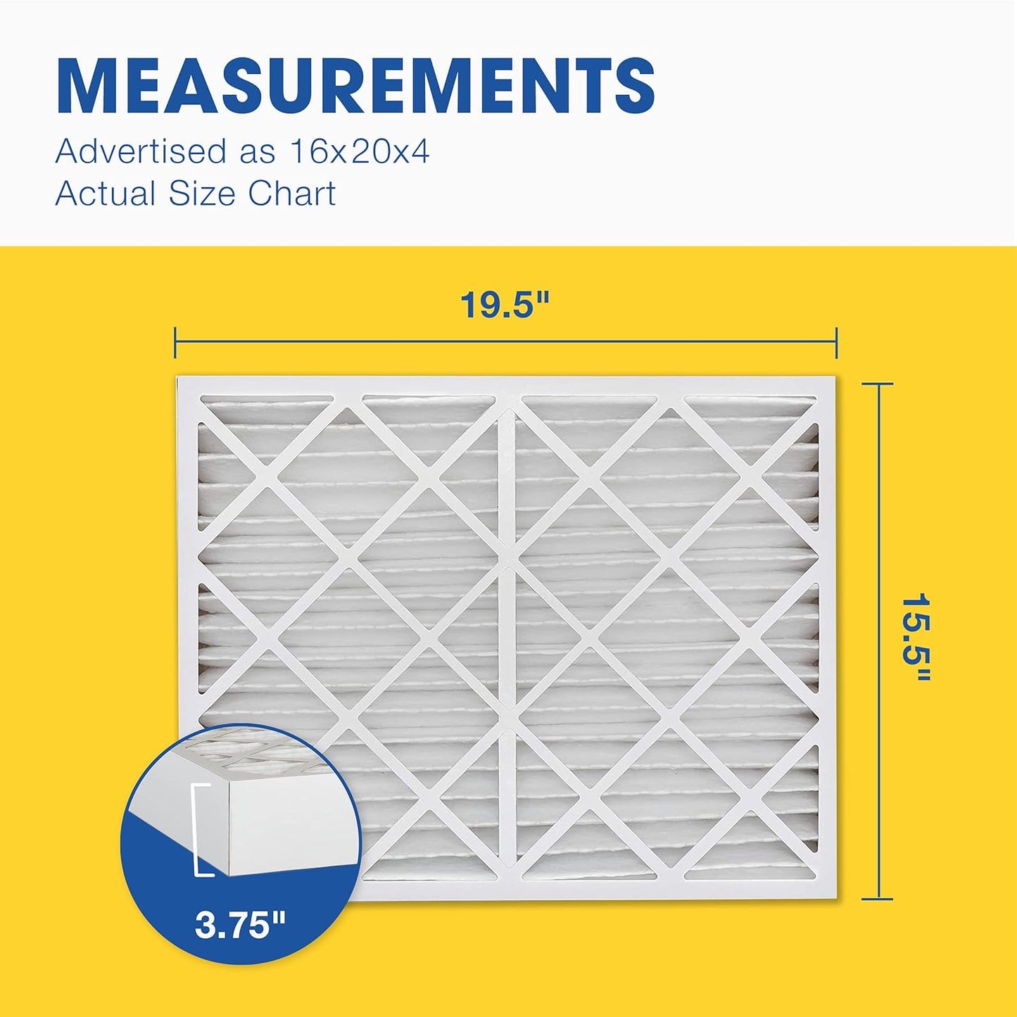 Aerostar 16x20x4 MERV 11 - 6 Count - Pleated HVAC, Furnace & Air Conditioner Filters - Removes Dust, Cold & Flu Germs, Lint, Mold, Pet Dander, Allergy-Causing Pollen, Smog & Smoke