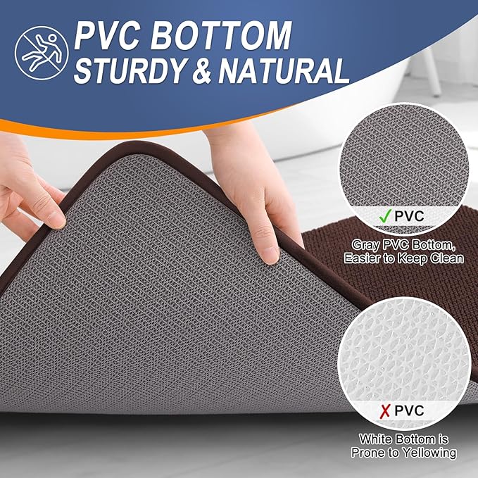 OLANLY Thick Memory Foam Bath Mats Rugs 47x32, Extra Soft Absorbent Bathroom Rug, Quick Dry Bath Mat, Non-Slip, Machine Washable Carpet for Bathroom, Tub and Shower, Home Decor Accessories, Brown