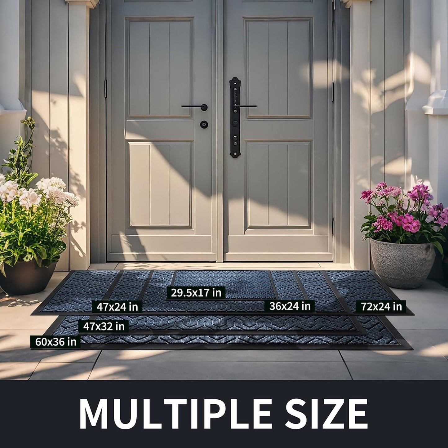 Yimobra Large Door Mat Outside Entrance 47x32, Waterproof Heavy Duty Outdoor Mats for Front Door, Non Slip Rubber Entry Mat for Garage Patio, Easy Clean, Blue
