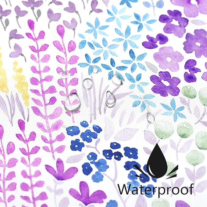 Small Stall Shower Curtain 36 x 72 Inch, Lavender Purple Half Narrow Floral Shower Curtain for Bathroom, Colorful Wildflower Boho Cottagecore Fabric Shower Curtain Set with Hooks