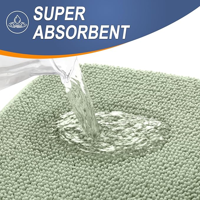 OLANLY Thick Memory Foam Bath Mat Rug 50x30, Extra Soft Absorbent Bathroom Rug, Quick Dry Bath Mats, Non-Slip, Machine Washable Carpet for Bathroom, Tub and Shower, Home Decor Accessories, Sage Green