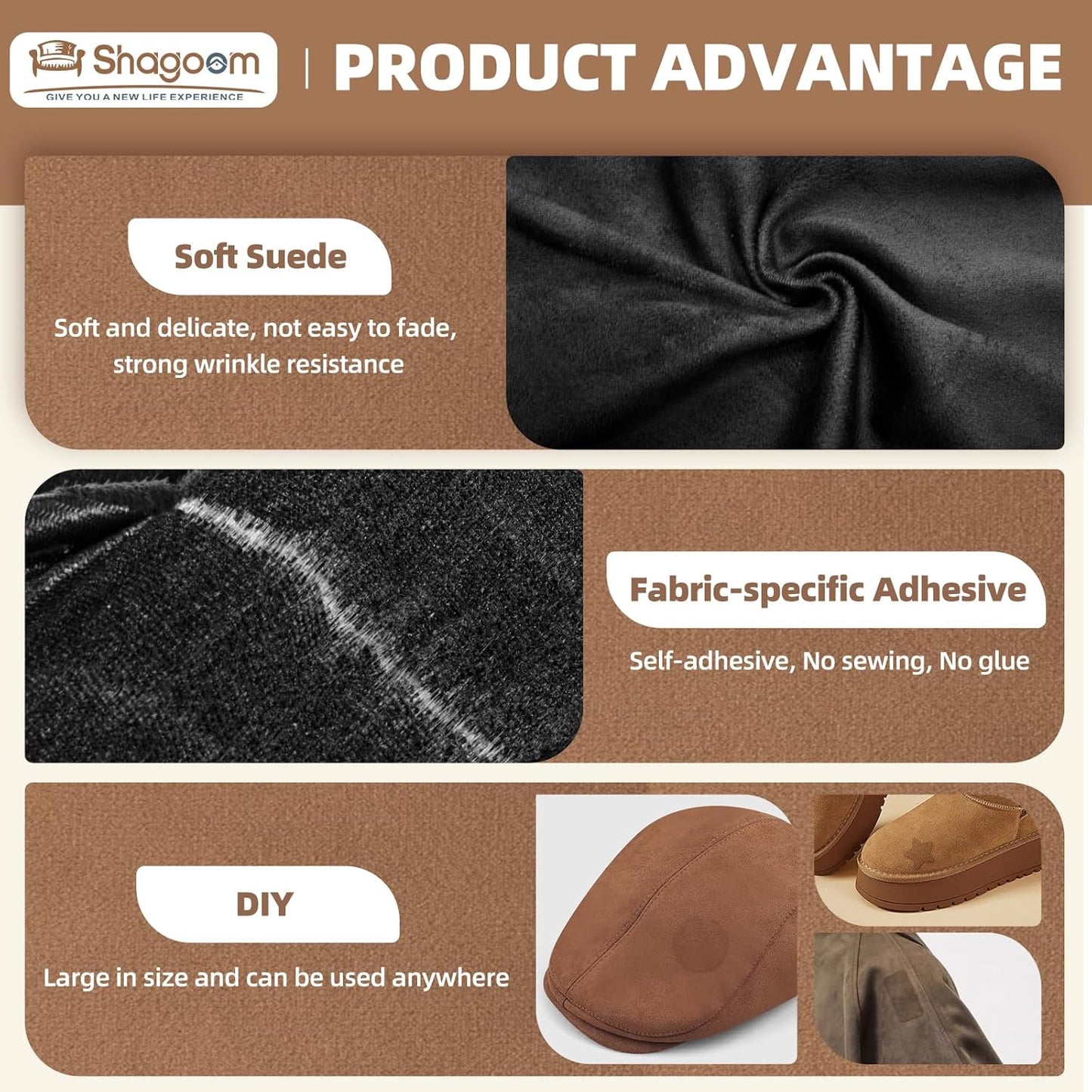 Suede Repair Patch, 17X79 Inch Fabric Large Repair Tape, Self-Adhesive Patches for Furniture, Sofa, Car Interior, Shoes, Hand Bag, Clothing (Black, 3.5X79 Inch)