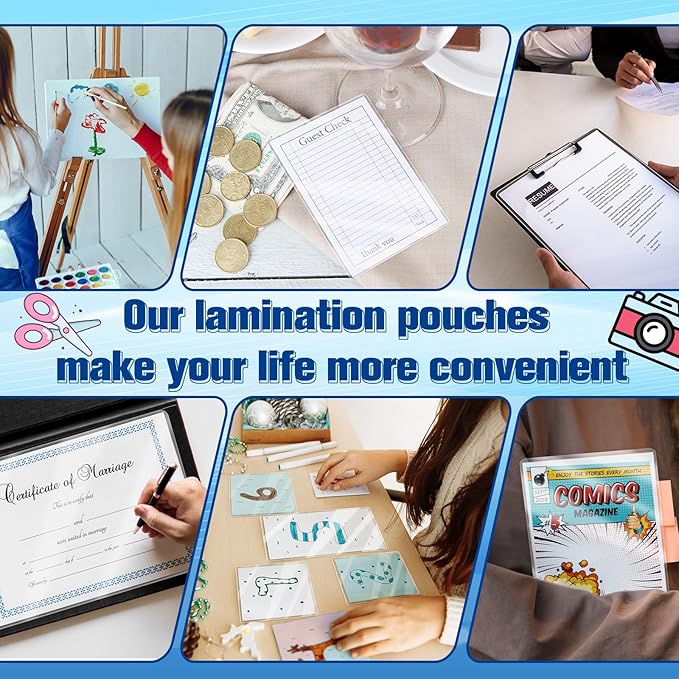 200 Pack 7 mil Thermal Laminating Pouches for 5.5x8.5inch Half Letter Paper Clear Laminating Pouches File Card Laminating Pouches Thermal Laminate Pouch Tags for Work Permits Pass Photos 6" x 9"