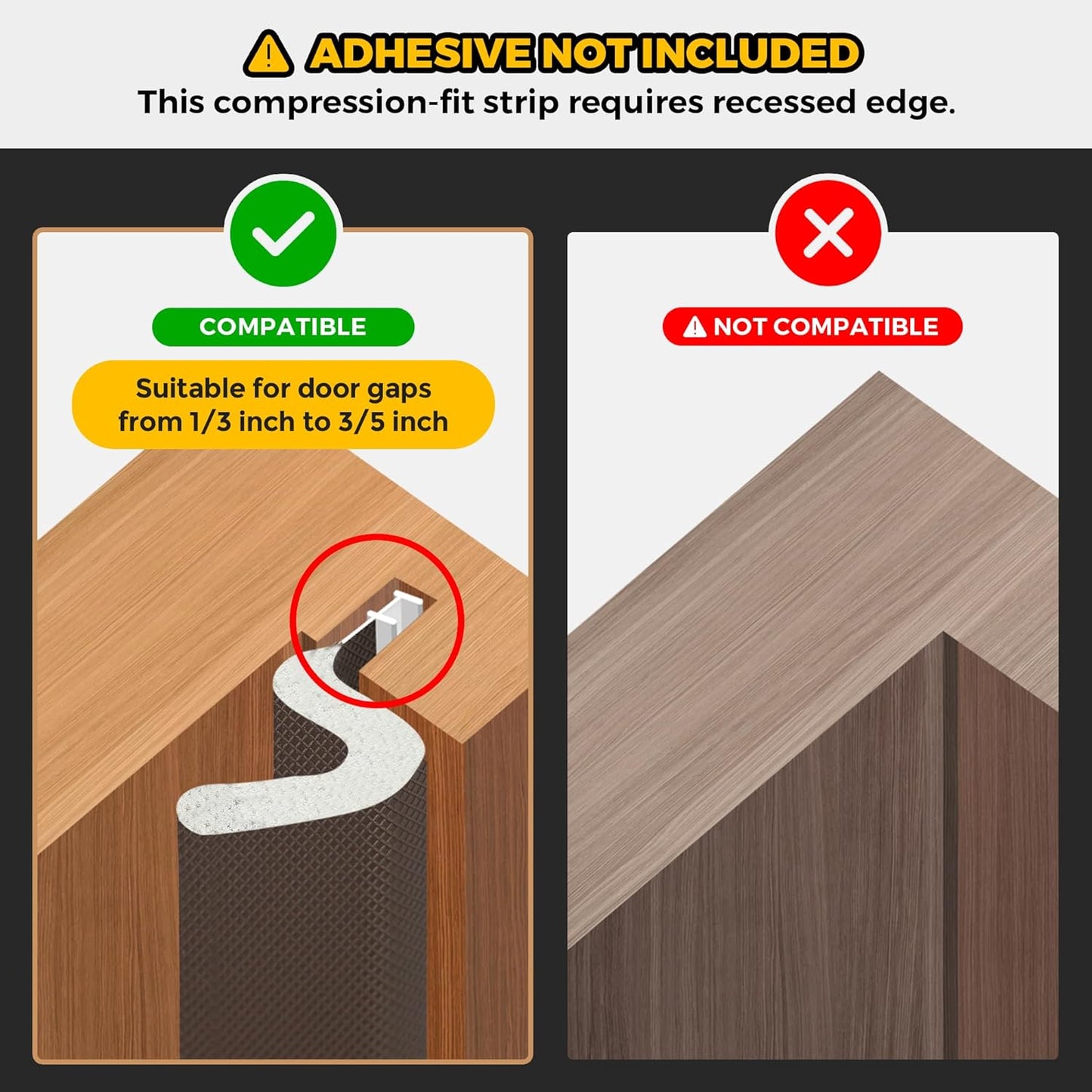 Weather Stripping Door Seal Strip Soundproof Q Foam Weather Stripping for Door Frame, Exterior Door Weather Stripping for Large Gap, Easy to Install（Brown, 21FT