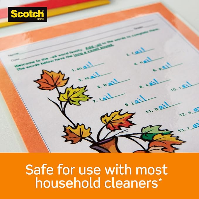 Scotch dry erase Thermal Laminating Pouches, 50-Pack, Works with Dry Erase Markers, Reuseable Worksheets, Calendars, Checklists, 8.9 x 11.4 Inches, Letter Size, Clear Professional Finish (TP3854-50DE)