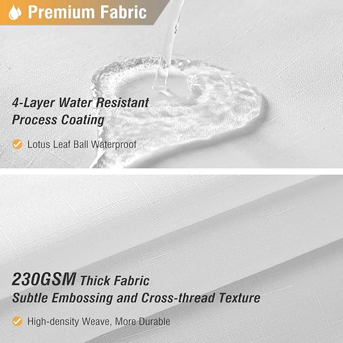 BTTN Fabric Shower Curtain, Linen Textured Heavy Duty Polyester Cloth Shower Curtain Set with Plastic Hooks, White, 108" W x 72" L (Pack of 1)