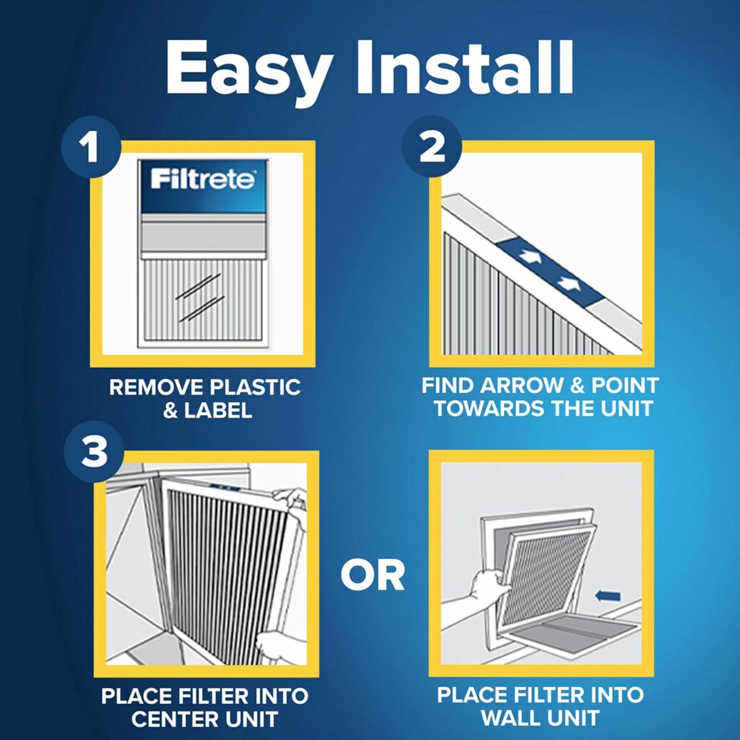 Filtrete 16x25x2 AC Furnace Air Filter, MERV 11, MPR 1000, Allergen Defense, 3-Month Pleated 2-Inch Electrostatic Air Cleaning Filter, 4 Pack (Actual Size 15.5 x 24.5 x 1.75 in)