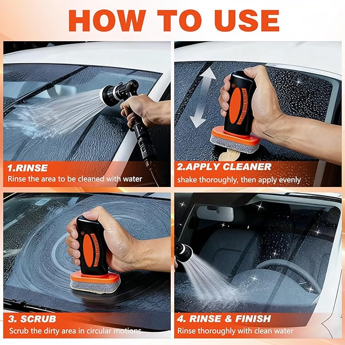 2Pcs Glass Oil Film Remover for Car,Automotive Glass Cleaner Oil Film Cleaning Brush for Car Windshields,Automotive OilFilm Cleaning Remover,Improves Visibility for Safe Driving(Emulsion+Brush Board)