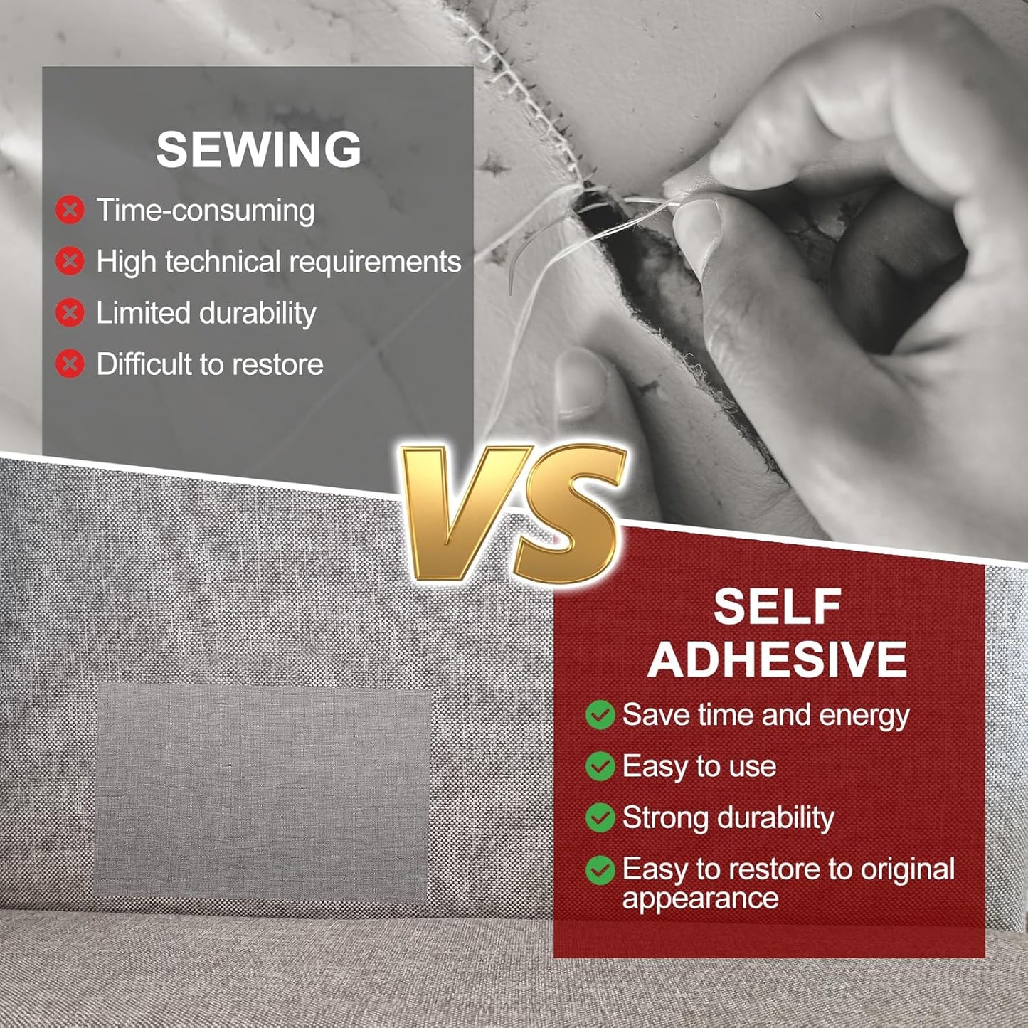 PATIKIL Leather Patches Tape for Furniture, 6.3 x 61 Inch Self Adhesive Vinyl Leather Repair Kit Cover Sheet for Couch, Sofa, Car Seats, Office Chair, Dark Blue