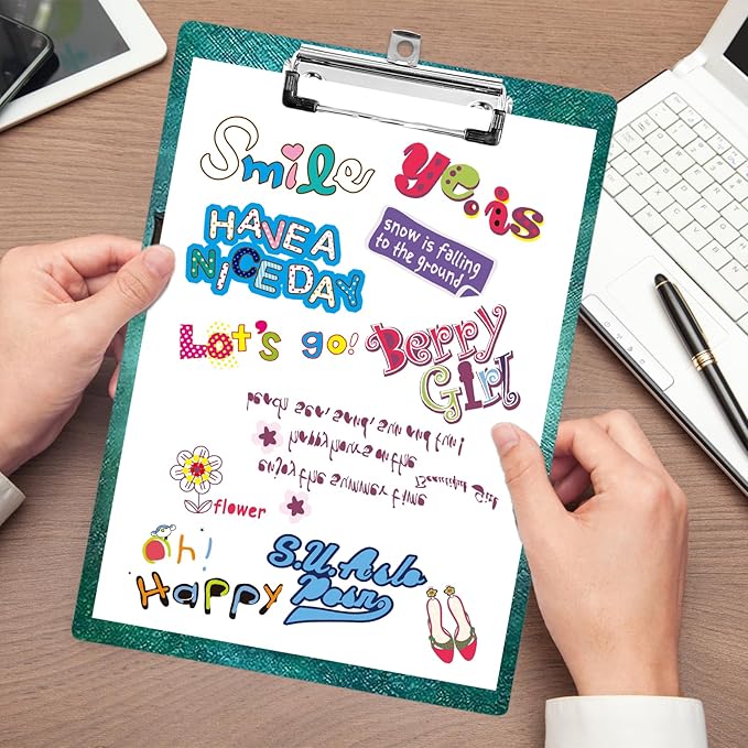 Plastic A4 Clipboards, Cute Fashion Clipboard Decorative, 12.2" x 8.7" Standard A4 Size Clipboards, Plastic Acrylic Clipboard for Teacher, Social Worker, Students,Women, Office Supplies(Elephant)