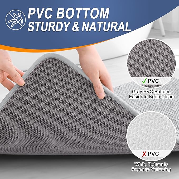 OLANLY Thick Memory Foam Bath Mat Rug 36x24, Extra Soft Absorbent Bathroom Rug, Quick Dry Bath Mats, Non-Slip, Machine Washable Carpet for Bathroom, Tub and Shower, Home Decor Accessories, Light Grey