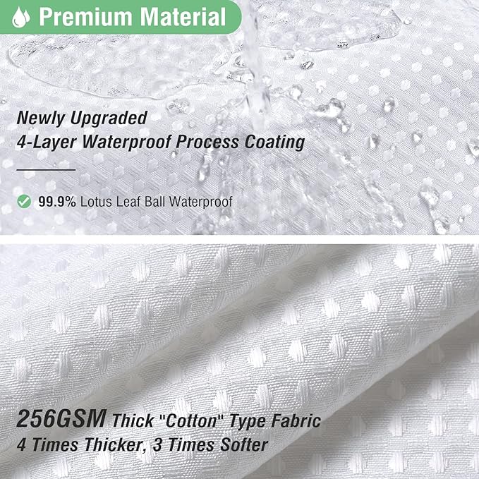 Dynamene Stall Fabric Shower Curtain - 54x78 inch Long Waffle Weave Weighted Thick Cloth Shower Curtains for Bathroom,Neutral Heavy Duty Hotel Spa Luxury Bath Curtain Set with 10 Plastic Hooks, White