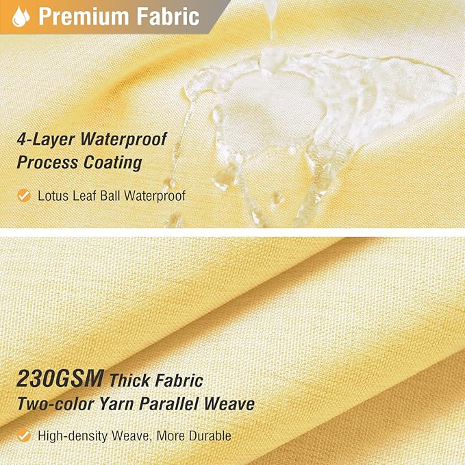 BTTN Yellow Fabric Shower Curtain - Linen Textured Weighted Cloth Shower Curtain Set with 12 Plastic Hooks, Machine Washable, Modern Hotel Luxury, Decorative Neutral Bath Curtains for Bathroom, 72x72