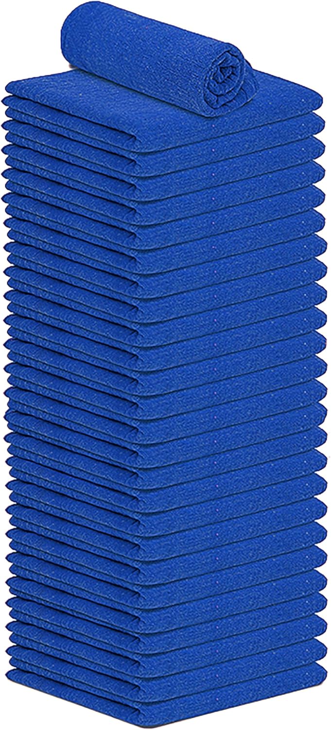 Cotton Shop Towels - Pack of 25 Cleaning Rags 12'' x 14'' - Super Soft and Absorbent Shop Rags for House - Multipurpose Cleaning Towels for Automobiles, Industries, Garage