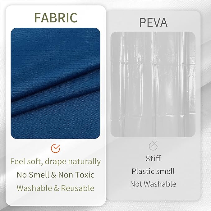 ALYVIA SPRING Stall Fabric Shower Curtain Liner Waterproof - Soft & Lightweight Small Shower Curtain with Magnets for Narrow Stall Size, Machine Washable - 36x72, Navy
