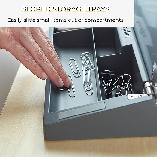ECR4Kids MessageStor Dry-Erase Glass Board Memo Station, Desk Organizer, Grey