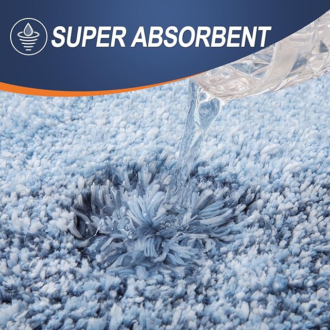 OLANLY Bathroom Rug Mat 30x20, Extra Soft and Absorbent Microfiber Bath Rugs, Non-Slip Plush Shaggy Bath Carpet, Machine Wash Dry, Bath Mats for Bathroom Floor, Tub and Shower, Blue