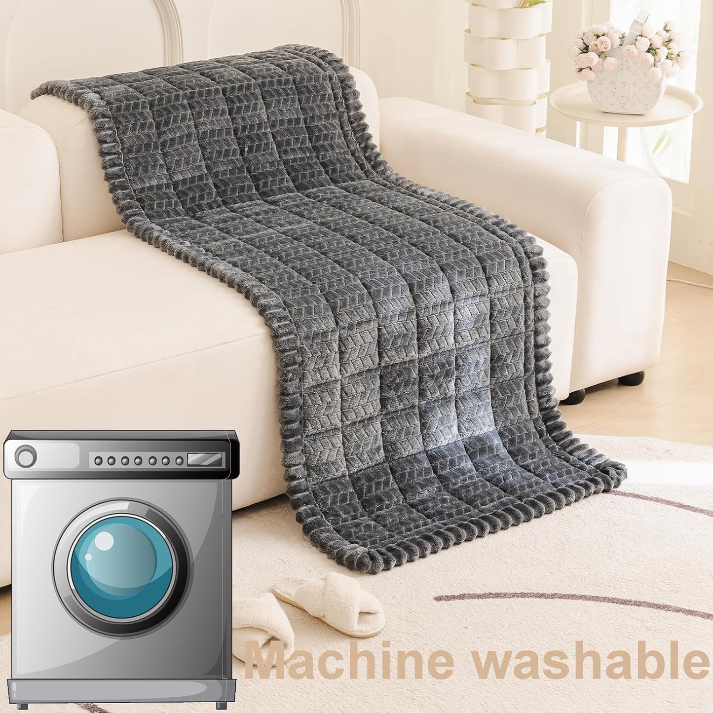 Mivnue Pet Couch Cover Protector Sofa Covers for Pets Washable Non Slip Couches and Sofas Dog Mat (Dark Grey, 27.6" x 70.9")