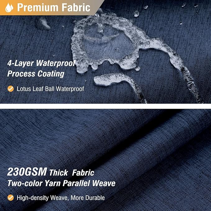 BTTN Stall Fabric Shower Curtain, 54x78 Inch Long Linen Textured Heavy Duty Thick Shower Curtain Set with 10 Plastic Hooks, Hotel Spa Weighted Waterproof Neutral Bath Curtains for Bathroom, Navy Blue