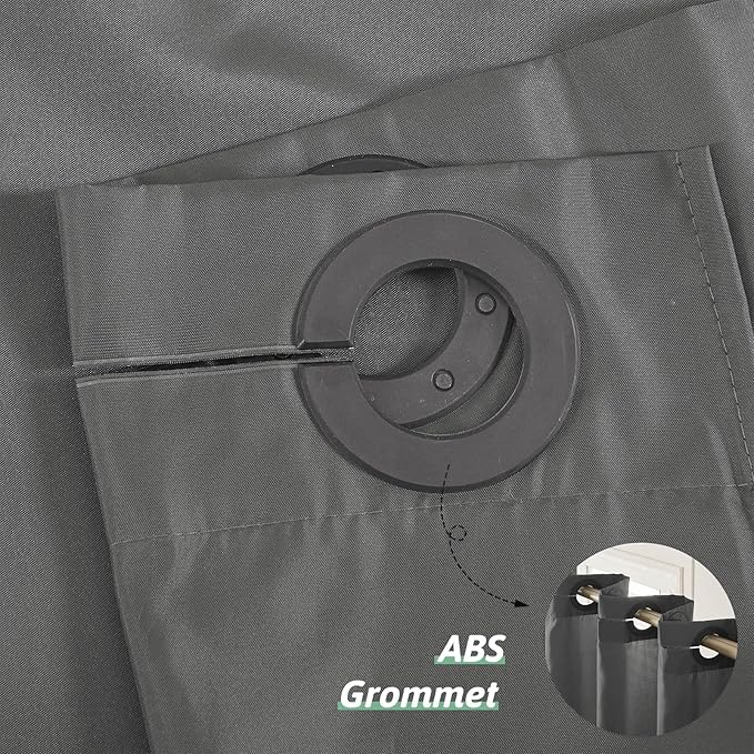 Furlinic No Hook Stall Size Shower Curtain,48 x 84 Inch Small Half Narrow Shower Curtain Liner,Waterproof Fabric Bathroom Curtains with 6 Plastic Split Grommets,Hotel Grade Machine Washable,Dark Grey