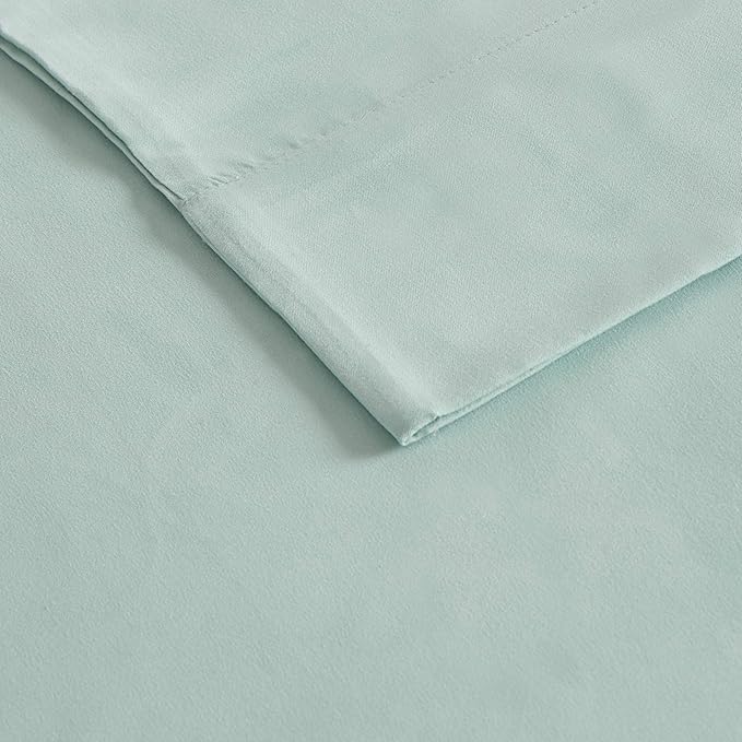 Madison Park 3M Microcell Bed Sheet Set Color Fast, Wrinkle and Stain Resistant, Soft Sheets with 16" Deep Pocket All Season, Cozy Bedding-Set, Matching Pillow Case, Queen, Seafoam, 4 Piece