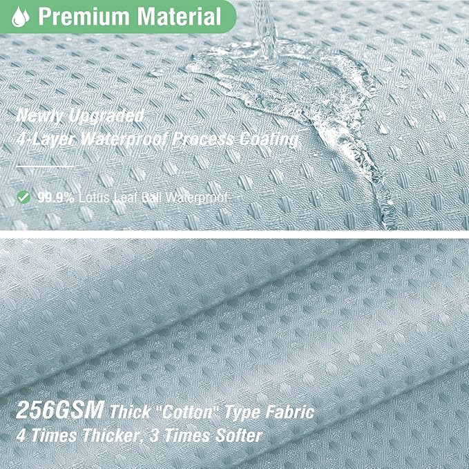 Dynamene Stall Fabric Shower Curtain - 54 inch Wide Waffle Weave Weighted Thick Cloth Shower Curtains for Bathroom, Heavy Duty Hotel Spa Luxury Bath Curtain Set with 10 Hooks, 54x72, Fog Blue