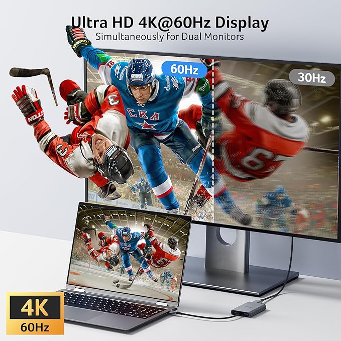 Acer USB C to Dual HDMI Adapter 4K@60Hz, 4-in-1 HDMI Splitter for Dual Monitors with 100W PD, USB 3.0, Docking Station Dual Monitor Compatible with Acer, MacBook Air/Pro, Dell XPS, HP, etc