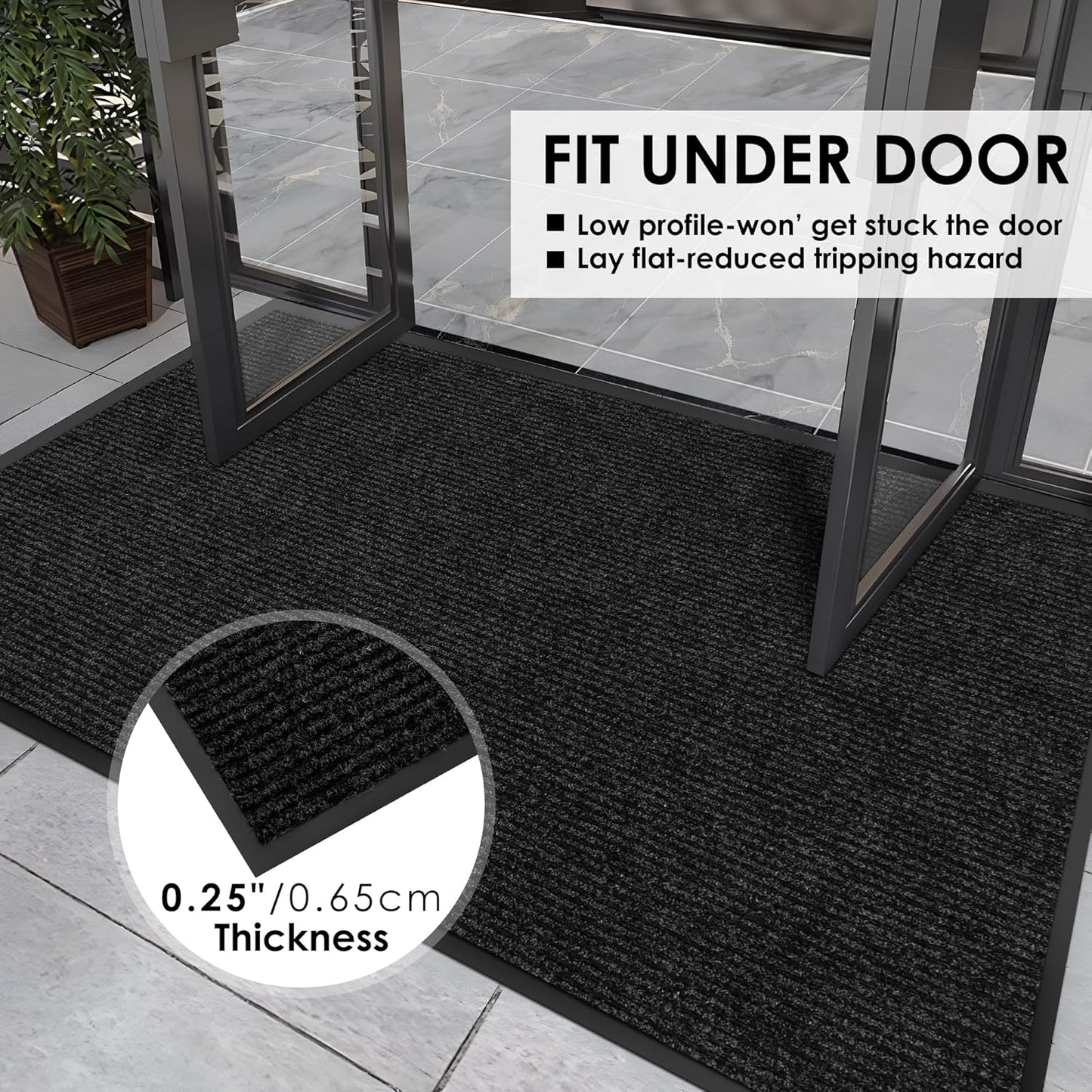 4′ x 35′ Front Door Mat Indoor Outdoor Entrance, Commercial Floor Mat Heavy Duty Dirt Trapper Entryway Doormat, Custom Size Non Slip Rubber Backing Welcome mat, Door Mat for High Traffic Area