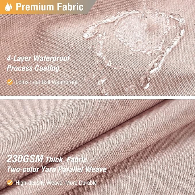 BTTN Fabric Shower Curtain, Linen Textured Heavy Duty Polyester Cloth Shower Curtain Set with Plastic Hooks, Blush, 72x84