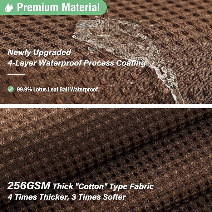 Dynamene Stall Fabric Shower Curtain - 48 inch Wide Waffle Weave Weighted Thick Cloth Shower Curtains for Bathroom, Neutral Heavy Duty Hotel Spa Luxury Bath Curtain Set with 8 Hook, 48x72, Brown