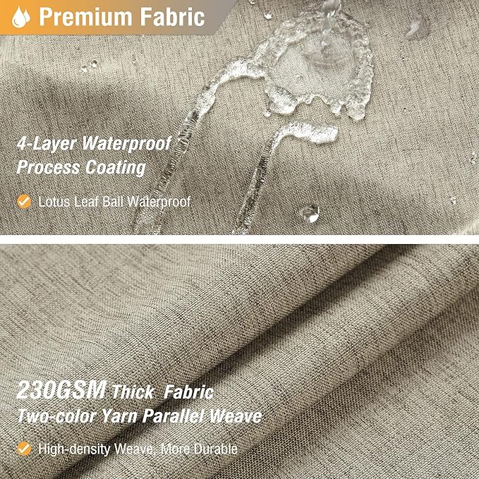 BTTN Fabric Shower Curtain - Linen Textured Weighted Cloth Shower Curtain Set with 12 Plastic Hooks, Hotel Spa Luxury Neutral Decorative Bath Curtains for Bathroom, Machine Washable - 72x72, Khaki/Tan