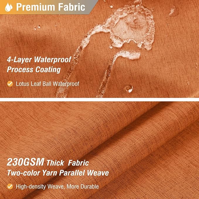 BTTN Stall Fabric Shower Curtain - 36x72 Inch Narrow Linen Textured Heavy Duty Shower Curtain Set with 6 Plastic Hooks, Half Neutral Minimalist Waterproof Modern Shower Curtains for Bathroom - Orange