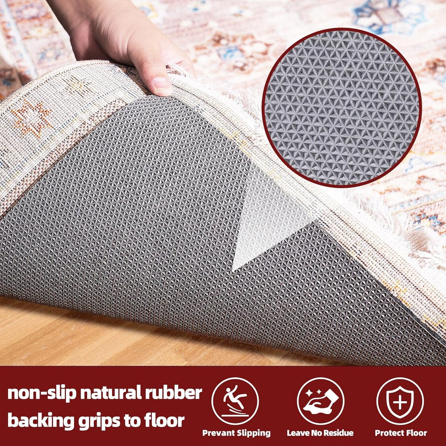 BAGAIL Felt and Natural Rubber Backing Rug Pads 1/8” Thick, 2 x 3 Ft Non Slip Rug Gripper Keep Rugs in Place, Under Area Rug Protective Cushioned Pads, Carpet Runners, Hardwood Floors Protection