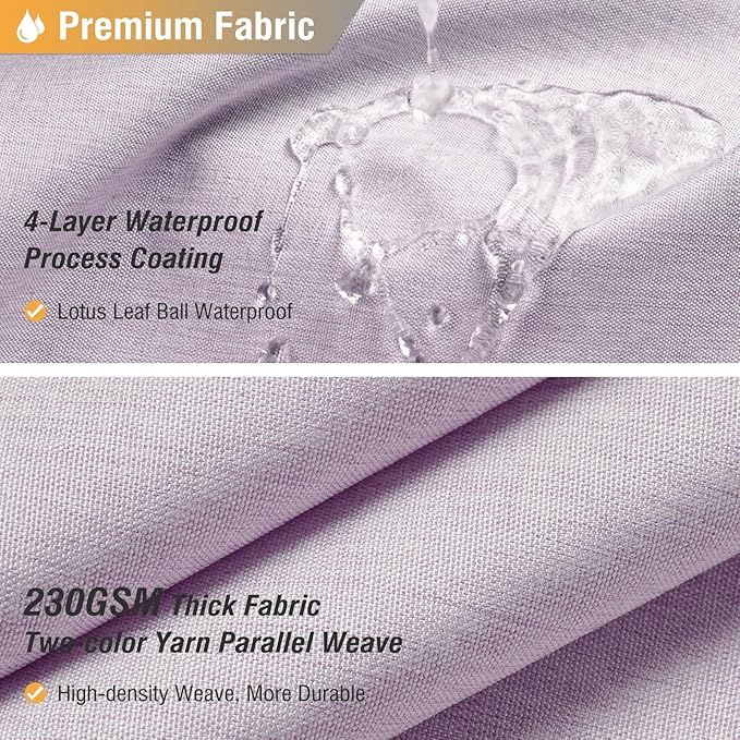 BTTN Lavender Shower Curtain - Linen Textured Heavy Duty Waterproof Cloth Shower Curtain Set with 12 Plastic Hooks, Hotel Spa Luxury Simple Decorative Thick Fabric Shower Curtains for Bathroom - 72x72