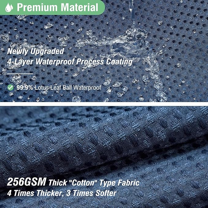 Dynamene Stall Fabric Shower Curtain - 48 inch Wide Waffle Weave Weighted Thick Cloth Shower Curtain for Bathroom, Neutral Heavy Duty Hotel Spa Luxury Bath Curtain Set with 8 Hook, 48x72, Navy Blue