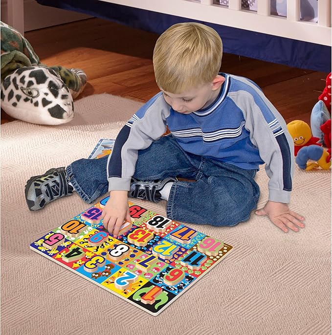 Melissa & Doug Jumbo Numbers Wooden Chunky Puzzle (20 pcs)