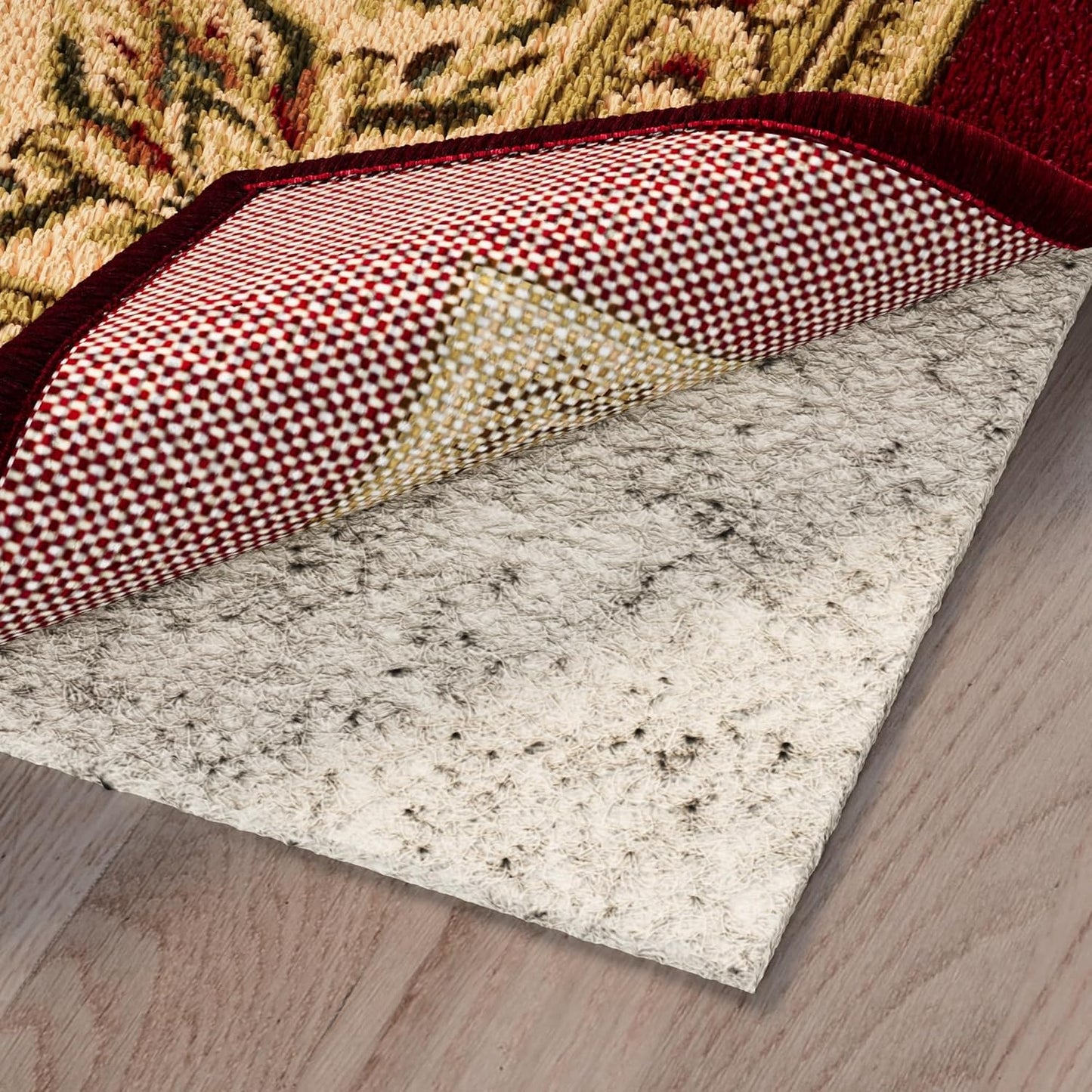 Ottomanson 2'7" x 11' Non-Slip Rug Pad Gripper 1/12 Inch Ultra Thin Dual Surface Felt + Rubber Gripper - Safe for All Floors, Cream