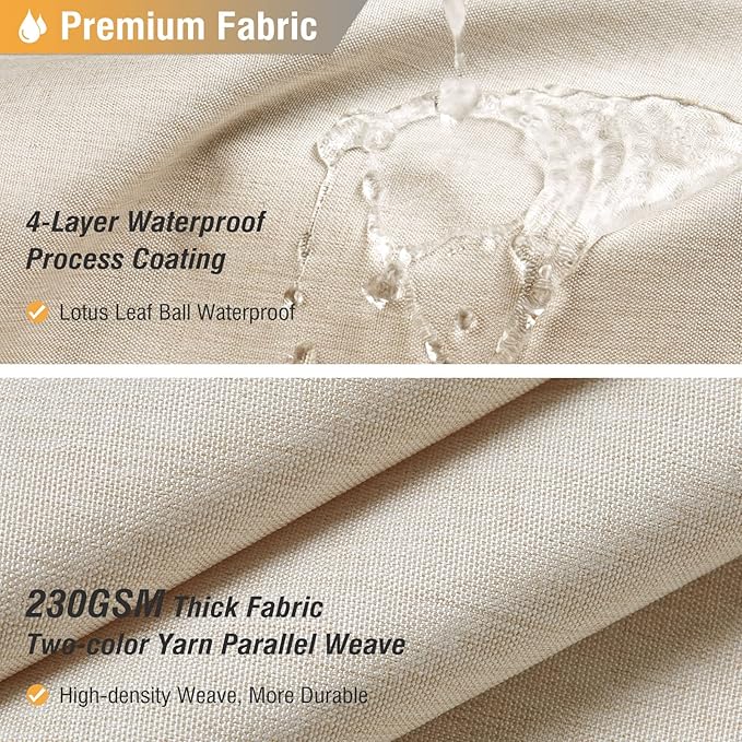 BTTN 84 Inch Wide Shower Curtain - W84xH72 Linen Textured Heavy Duty Fabric Shower Curtain Set with 14 Plastic Hooks, Large Hotel Simple Waterproof Polyester Bath Curtains for Bathroom - Cream/Beige