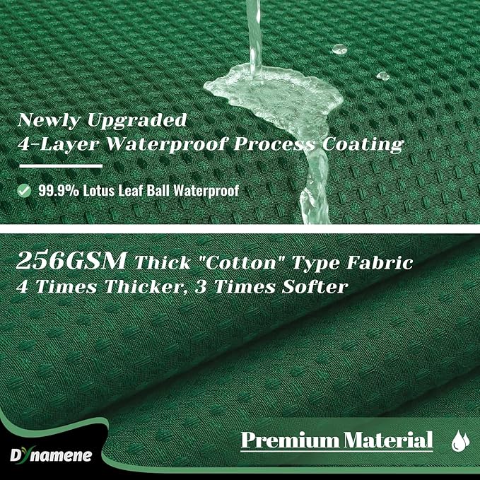 Dynamene Extra Wide Shower Curtain-108 Inch Wide Waffle Weave Weighted Thick Cloth Bathroom Shower Curtain, Neutral Heavy Duty Hotel Bath Curtain Set with 18 Plastic Hooks,108x72, Dark Green