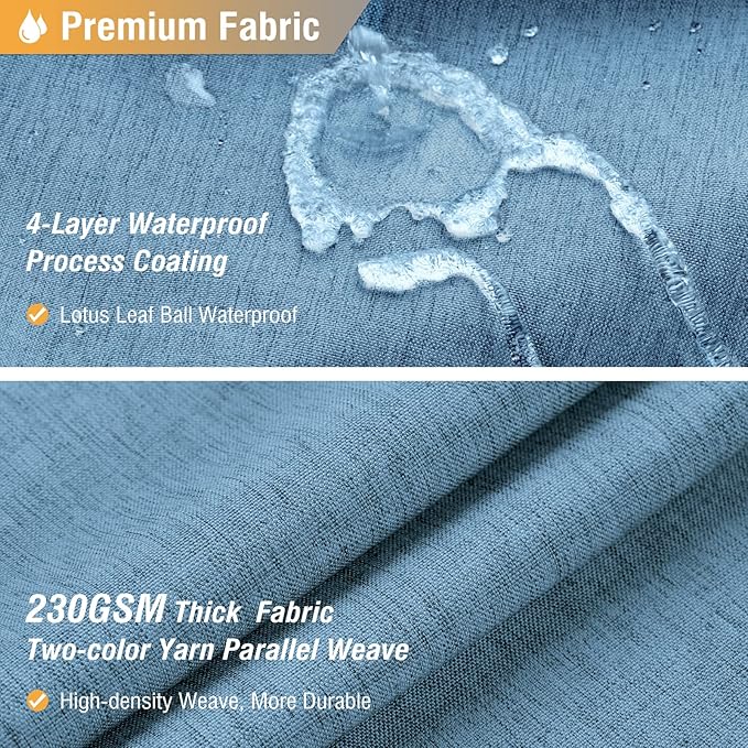 BTTN Blue Fabric Shower Curtain, Linen Textured Heavy Duty Waterproof Cloth Shower Curtain Set with 12 Plastic Hooks, Simple Hotel Luxury Decorative Shower Curtain for Bathroom, 72x72, Moonlight Blue