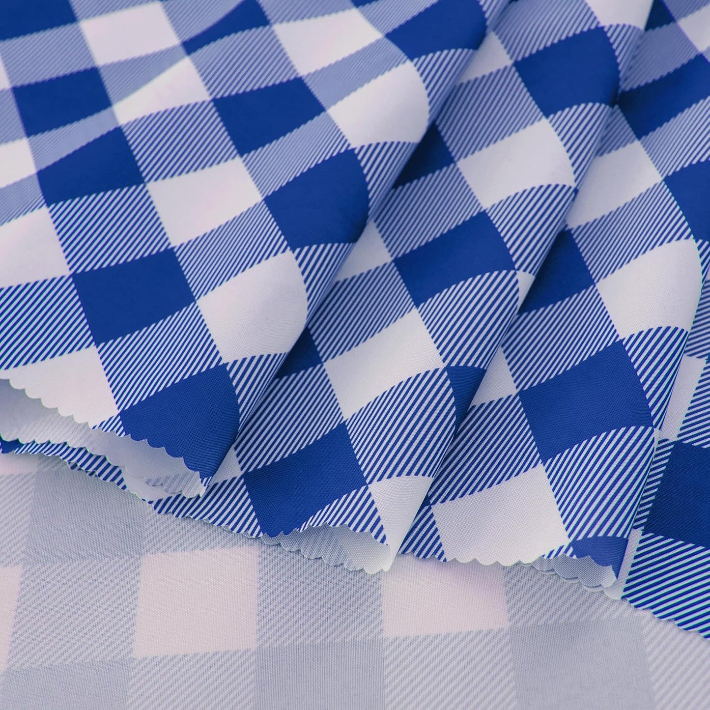 Waterproof Plaid Tablecloth Fabric - Round 108 Inch Classic Gingham Checker Table Cloth for Indoor/Outdoor Use - Buffalo Table Cover for Picnics, BBQs, and Parties