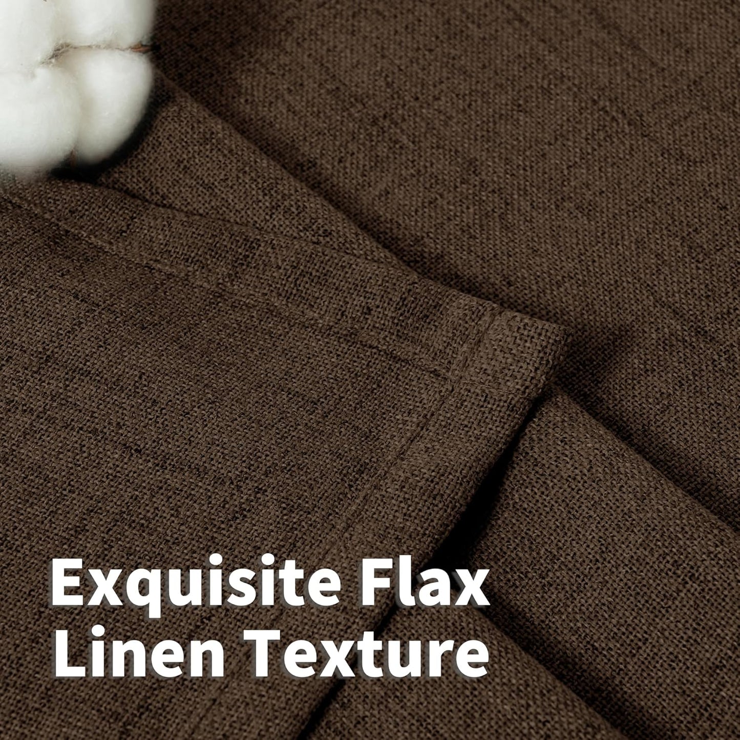 YoungsTex Brown Linen Curtains 84 Inch Length for Living Room, Chocolate Semi Sheer Drapes with Back Tab Rod Pocket Light Filteringfor Bedroom Dining Farmhouse, 2 Panel, 52 X 84 Inch