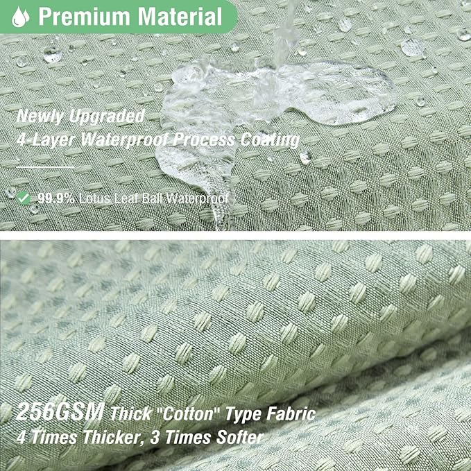 Dynamene Stall Fabric Shower Curtain - 36x72 Waffle Weave Weighted Cloth Shower Curtains for Bathroom, Neutral Heavy Duty Hotel Spa Luxury Bath Curtain Set with 6 Plastic Hooks,Sage Green