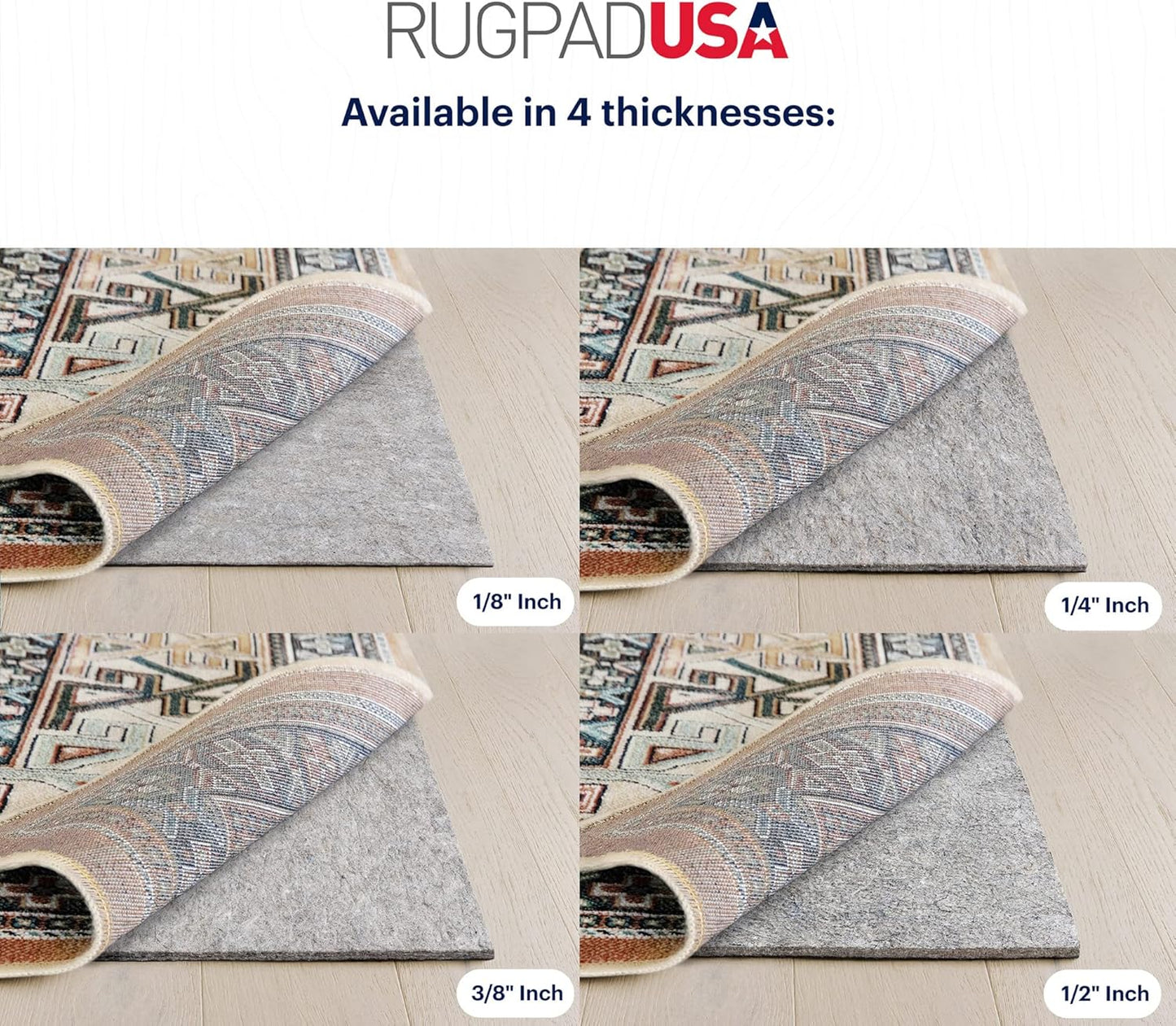 RUGPADUSA - Dual Surface - 7'10" x 10'3" - 3/8" Thick - Felt + Rubber - Enhanced Non-Slip Rug Pad - Adds Comfort and Protection - for Hard Surface Floors